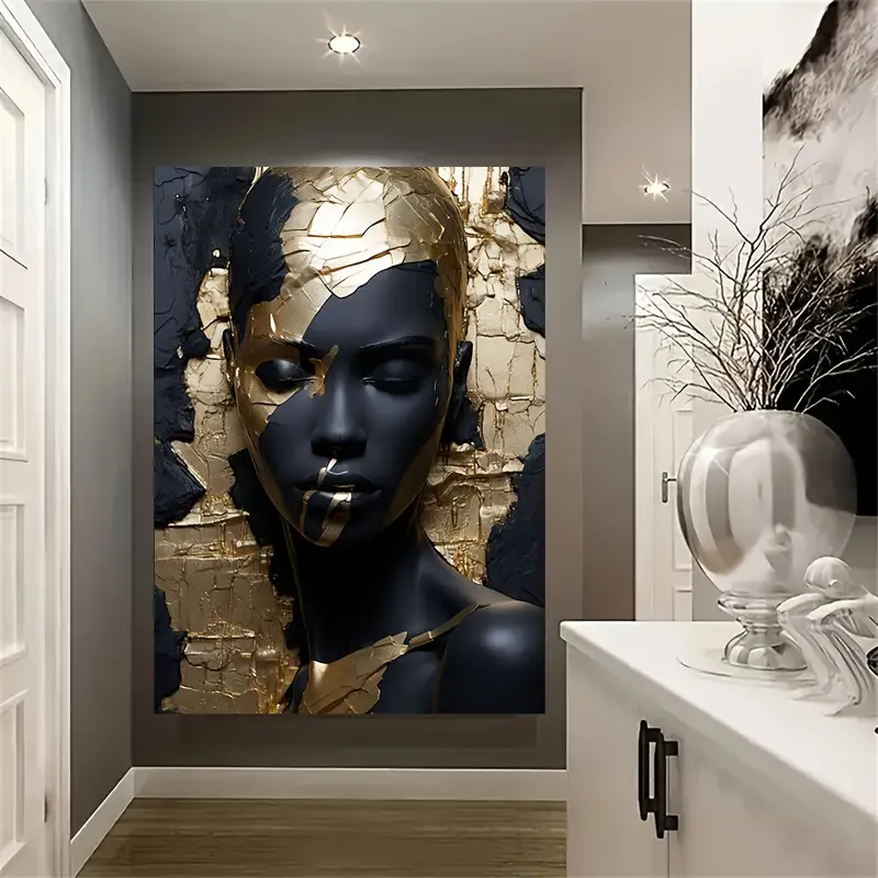 Best deal ever. Pay nothing today for Modern Kintsugi Golden Portrait Canvas Art.