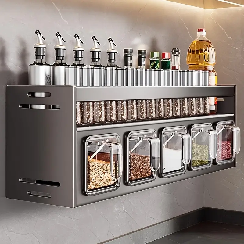 Give yourself this tidy Wall Mounted, Kitchen Spice Rack Organizer.